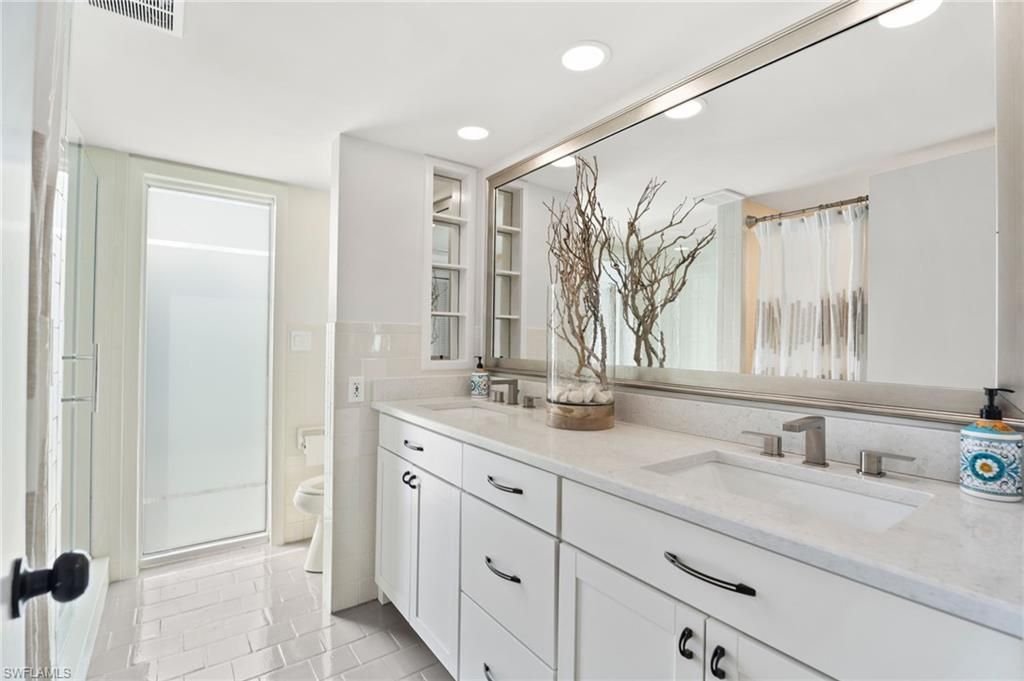 Bathroom, Dual Sink Vanities, Glass Shower, Interior, Recessed Lighting