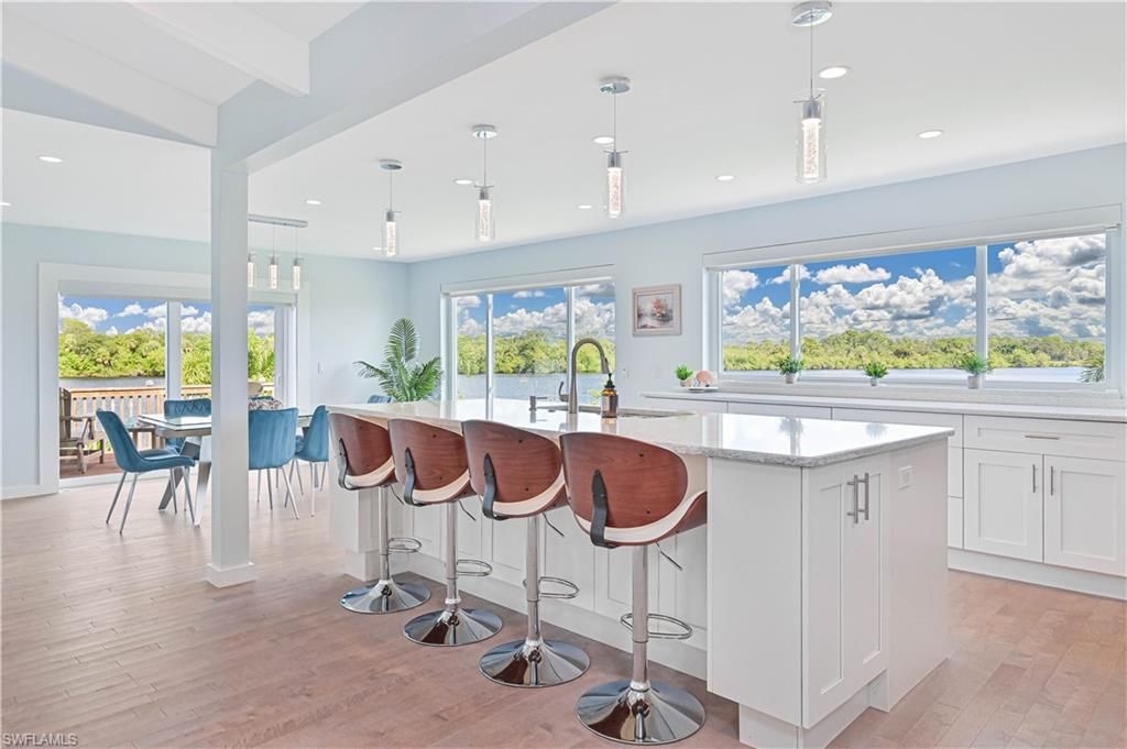 Interior, Kitchen, Pendant Lights, Recessed Lighting, Wood Texture Flooring