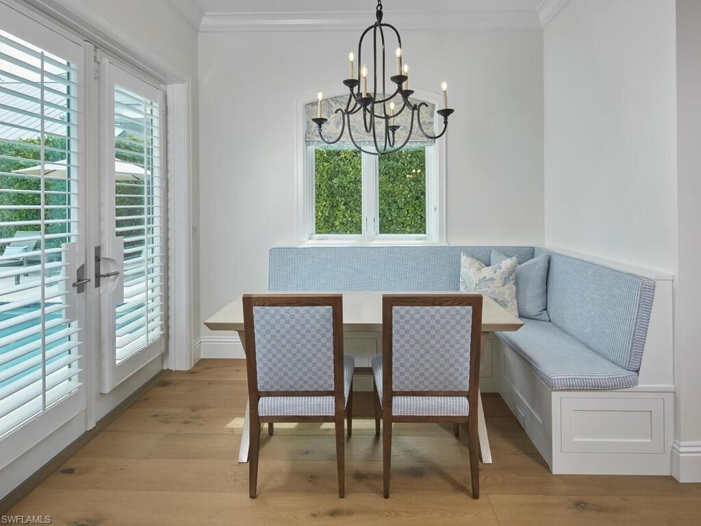 Chandelier, Dining room, Interior, Wood Texture Flooring
