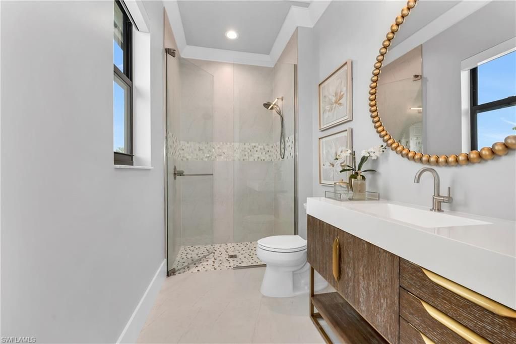 Bathroom, Glass Shower, Interior, Recessed Lighting