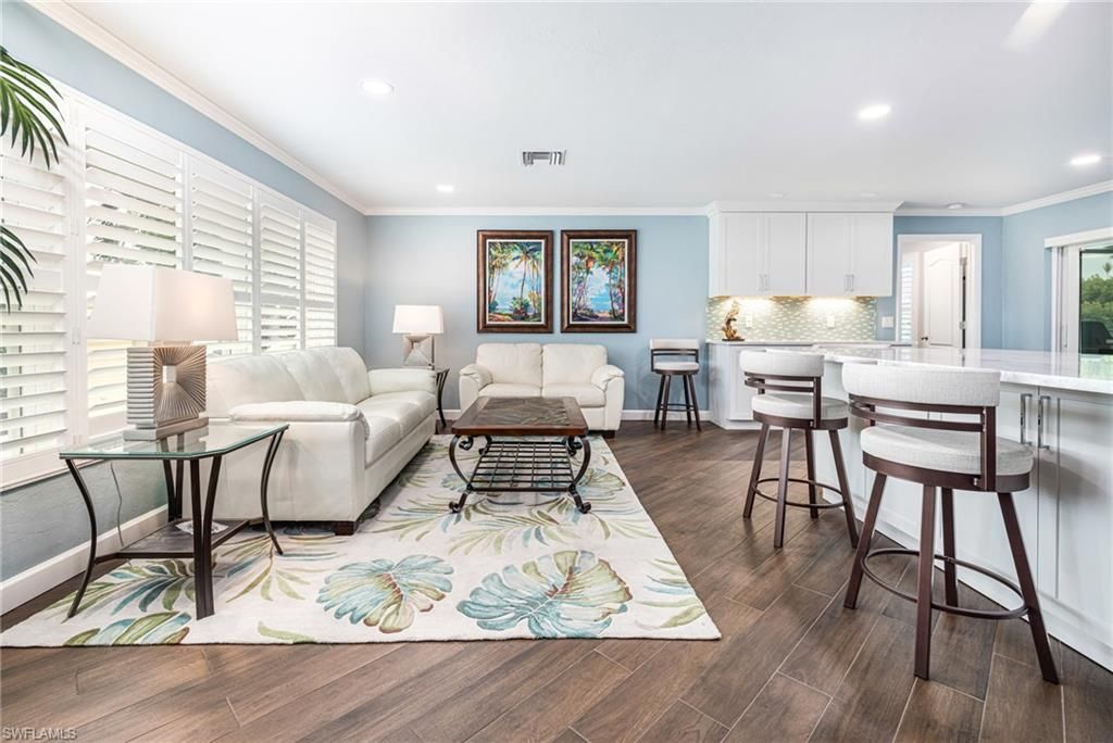 Interior, Kitchen, Living room, Recessed Lighting, Wood Texture Flooring