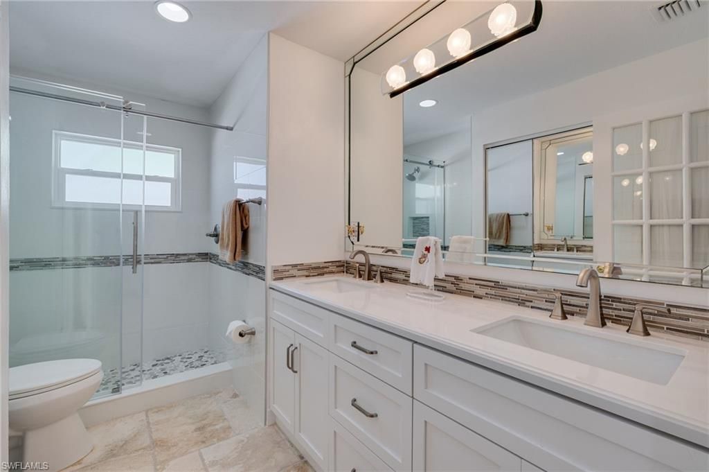 Bathroom, Dual Sink Vanities, Glass Shower, Interior, Recessed Lighting