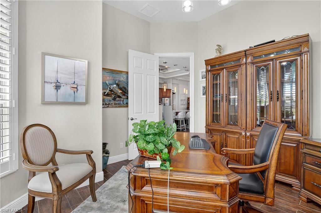 Home Office, Interior, Recessed Lighting, Wood Texture Flooring