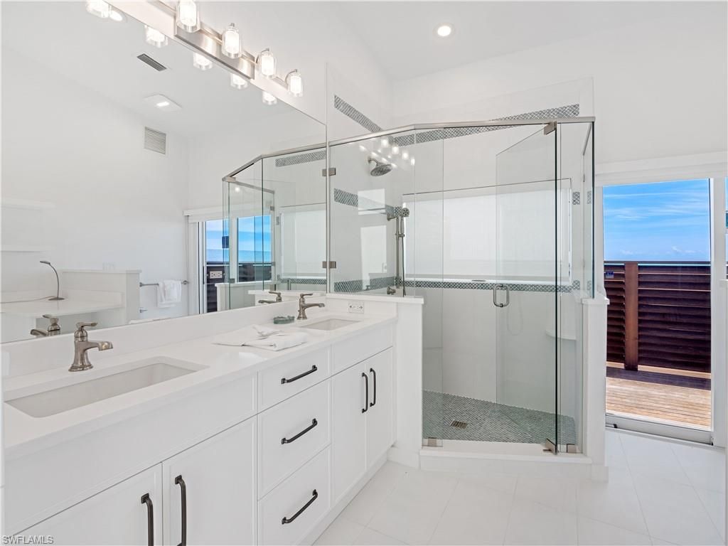 Bathroom, Dual Sink Vanities, Glass Shower, Interior, Recessed Lighting