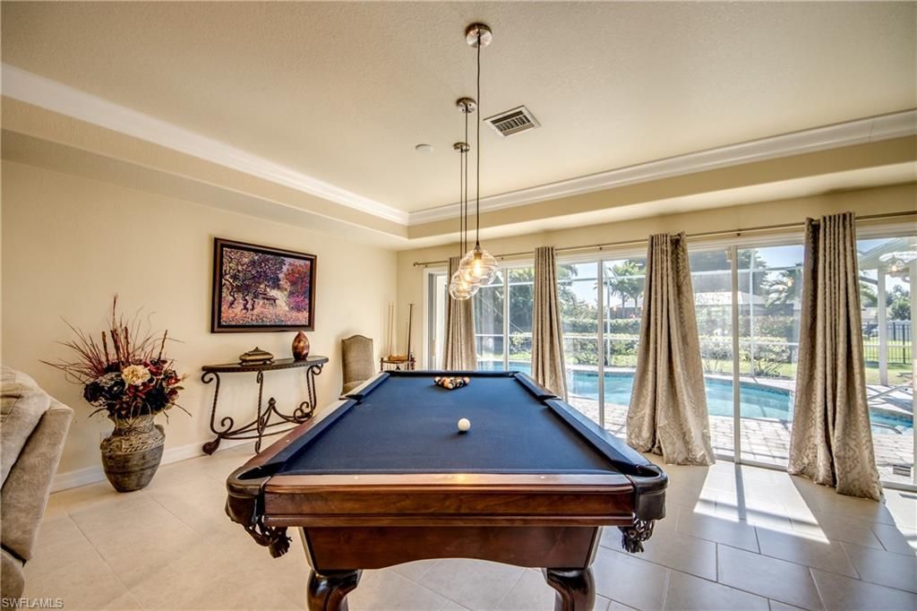 Billiard Table, Game Room, Interior, Pendant Lights