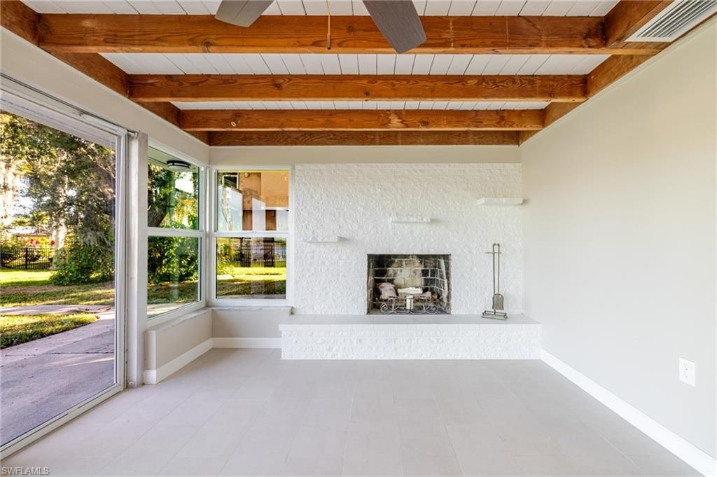Fireplace, Interior, Wooden Beams