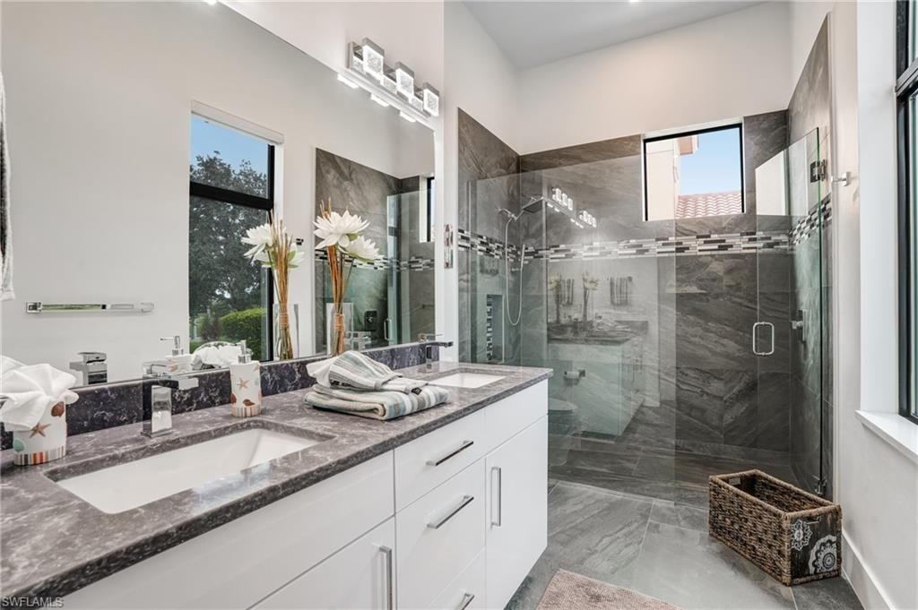 Bathroom, Dual Sink Vanities, Glass Shower, Interior