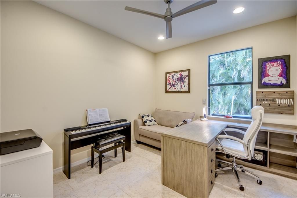 Home Office, Interior, Piano, Recessed Lighting