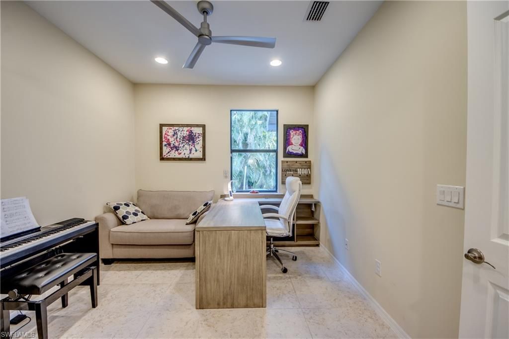 Home Office, Interior, Piano, Recessed Lighting