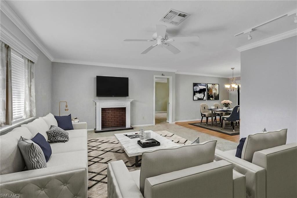 Chandelier, Dining room, Fireplace, Interior, Living room, Wood Texture Flooring