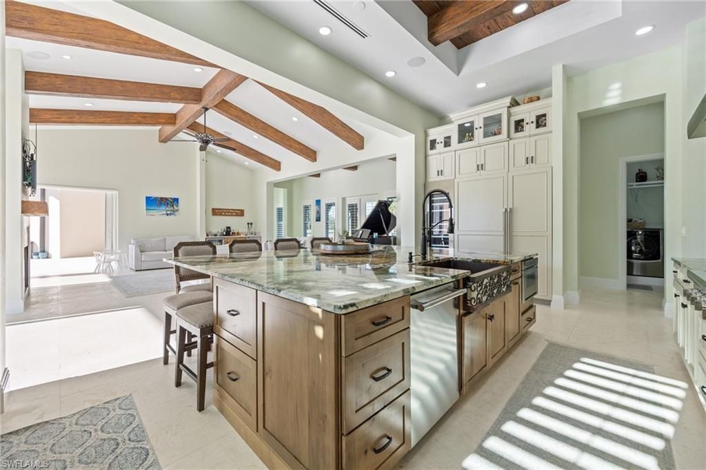 Interior, Kitchen, Recessed Lighting, Wooden Beams