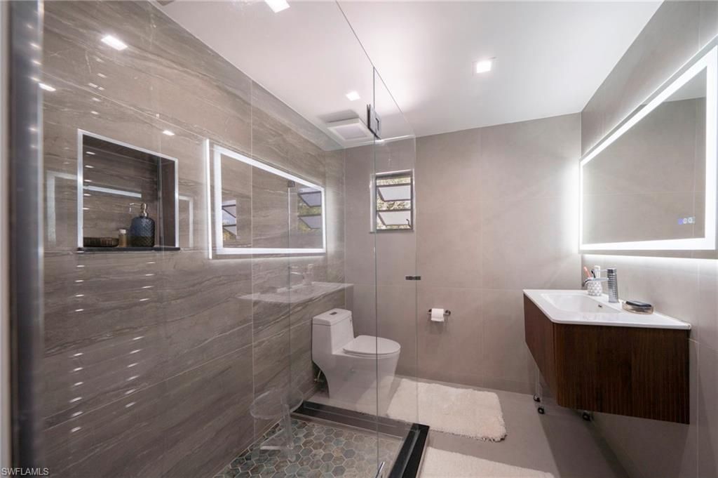 Bathroom, Glass Shower, Interior, Recessed Lighting