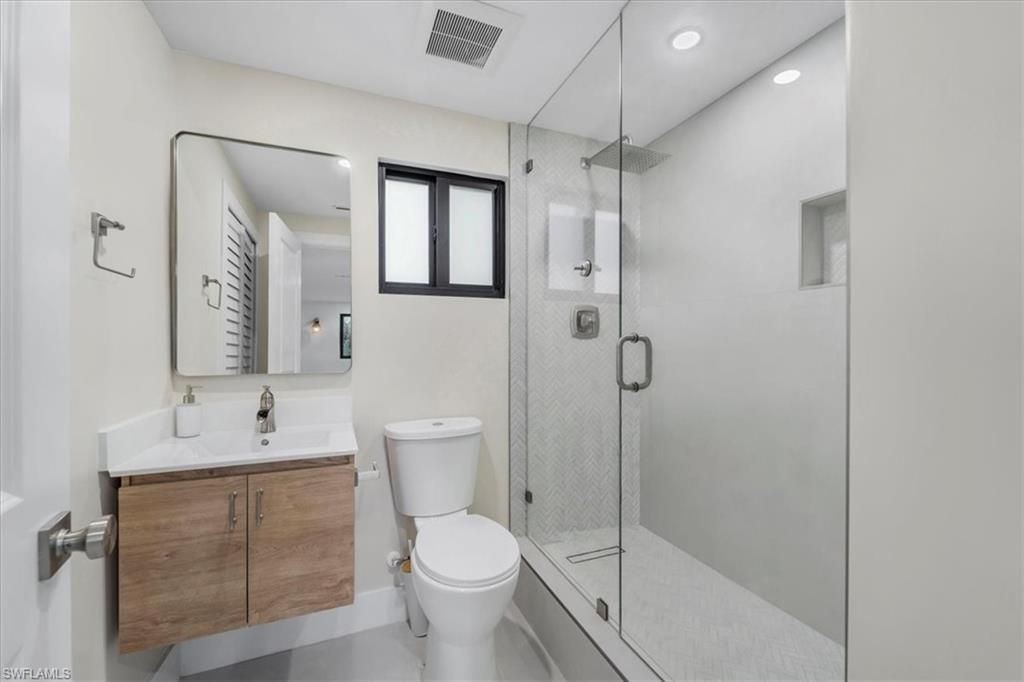Bathroom, Glass Shower, Interior, Recessed Lighting