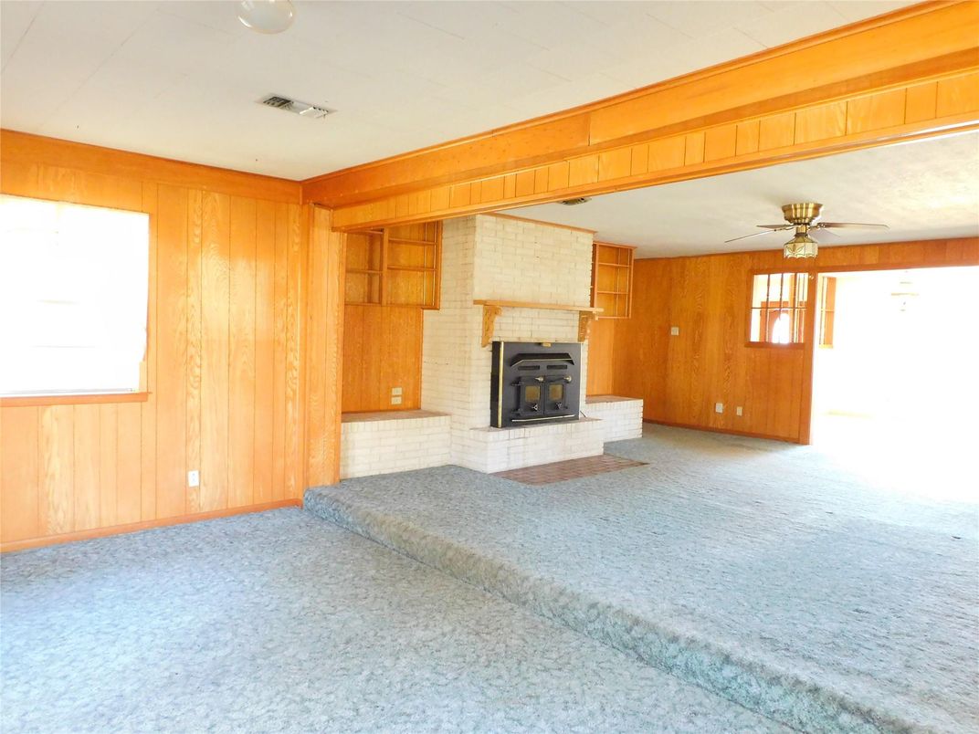 Empty room, Fireplace, Interior, Wooden Walls