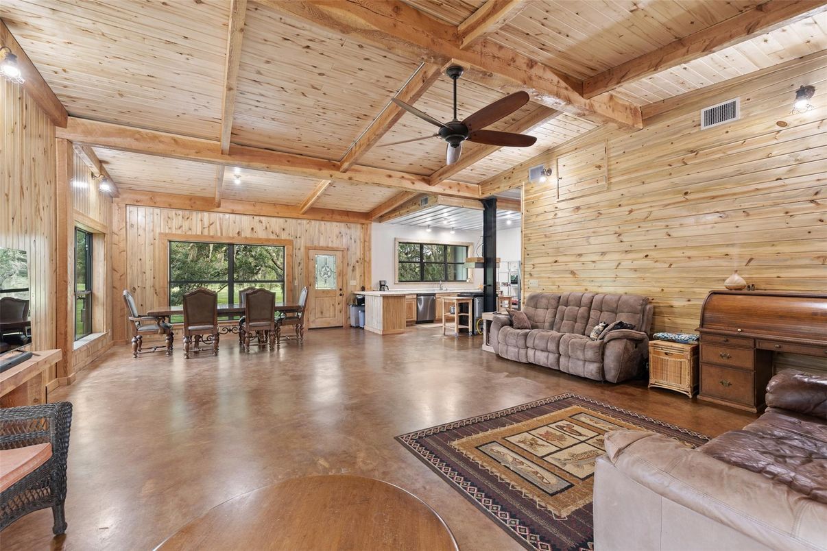 Dining room, Interior, Living room, Wooden Beams, Wooden Ceilings, Wood Texture Flooring, Wooden Walls