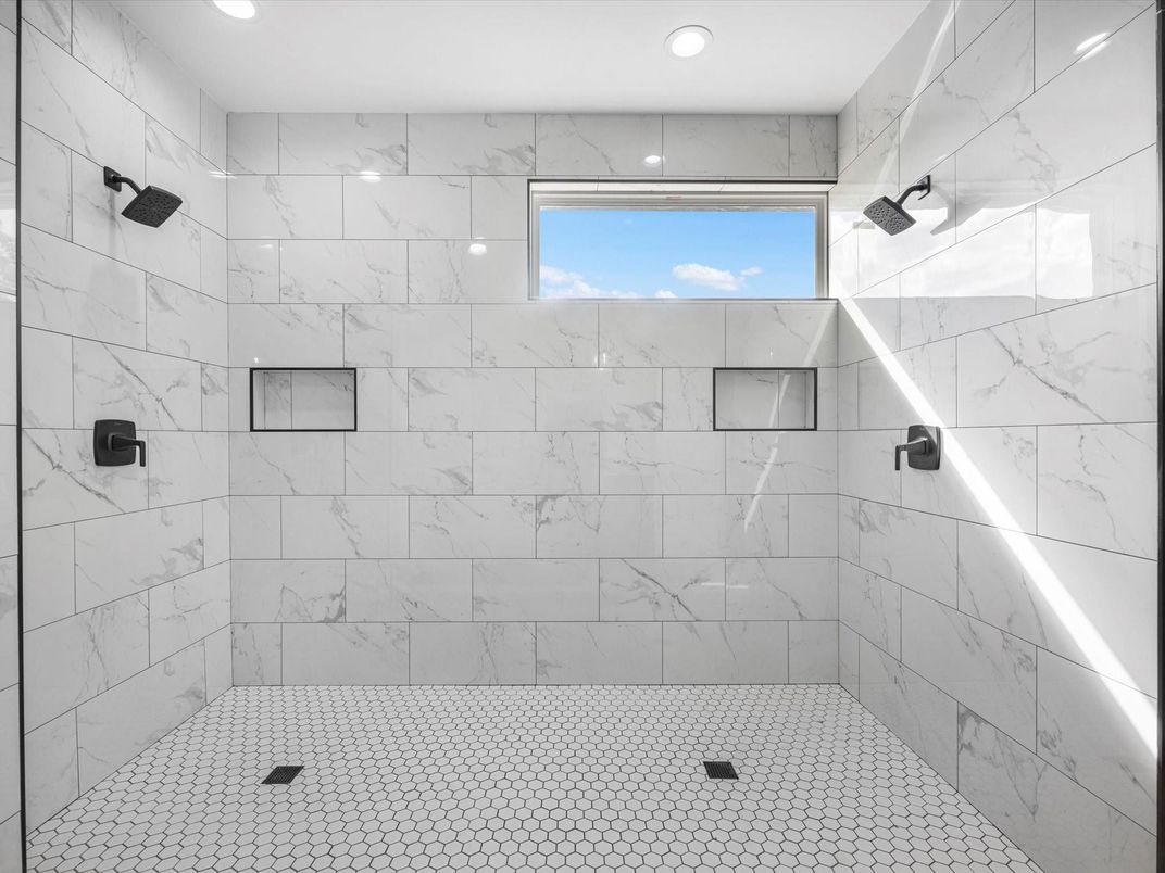 Bathroom, Interior, Marble Walls, Recessed Lighting