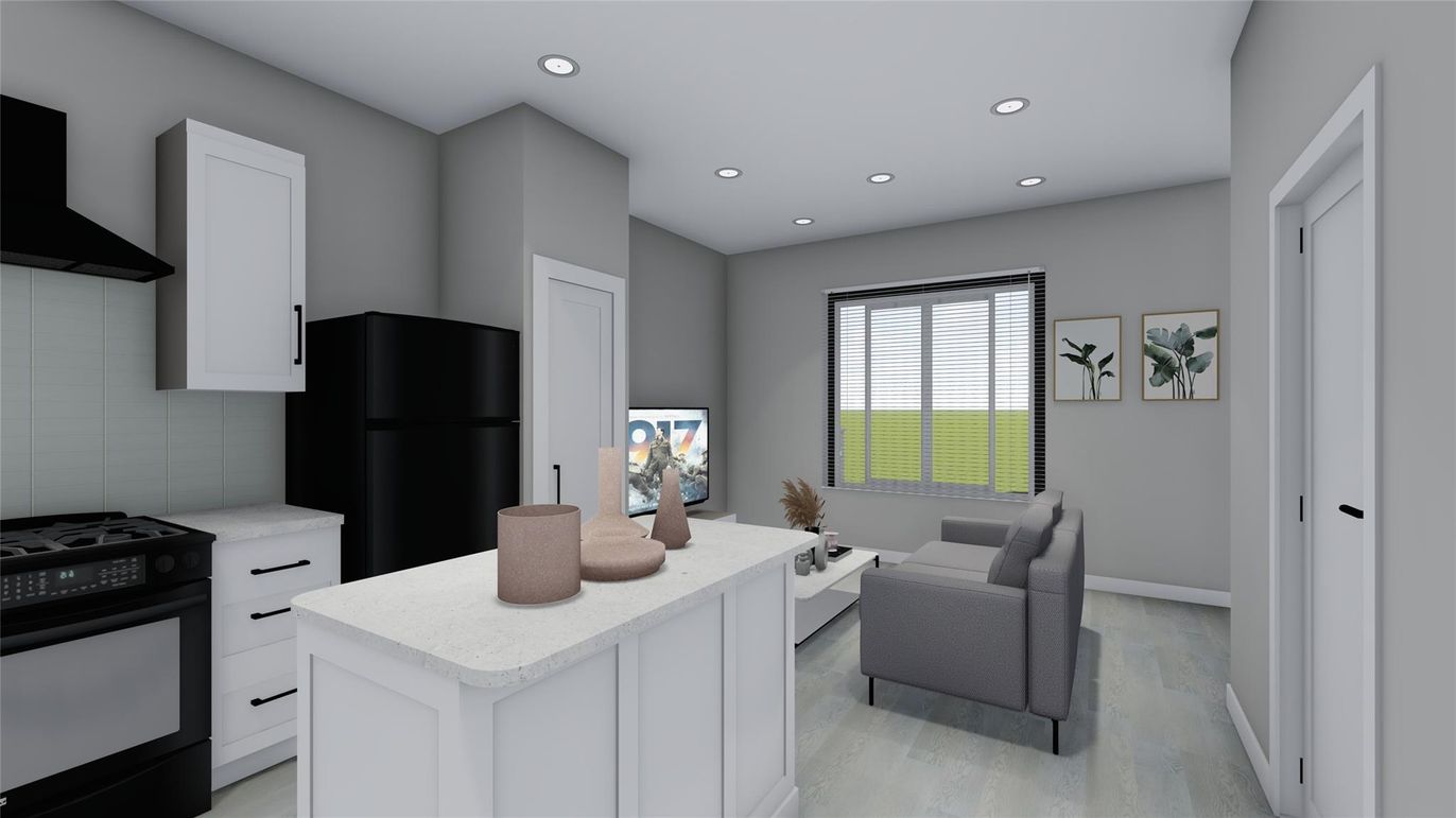 Interior, Kitchen, Recessed Lighting, Wood Texture Flooring