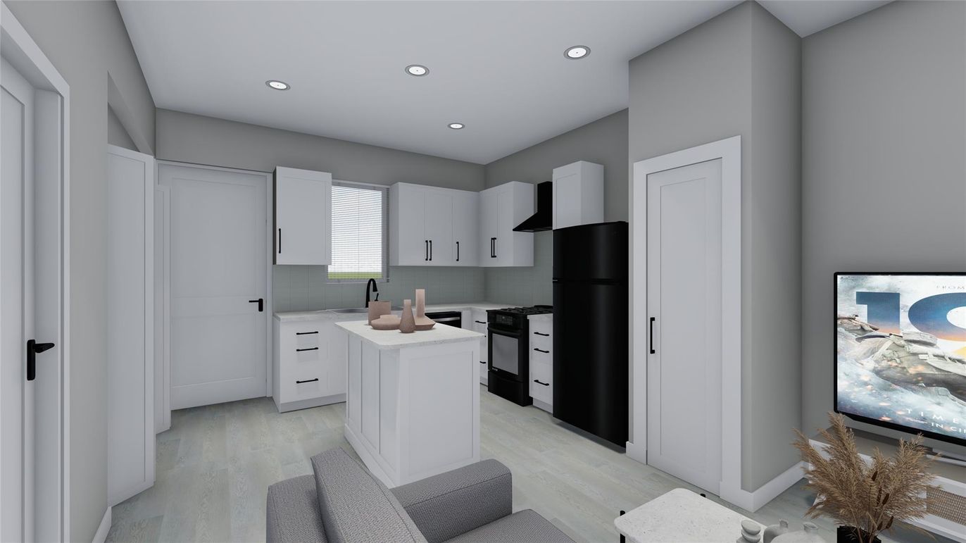 Interior, Kitchen, Recessed Lighting, Wood Texture Flooring