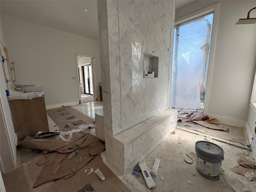 Bathroom, Glass Shower, Interior, Marble Walls