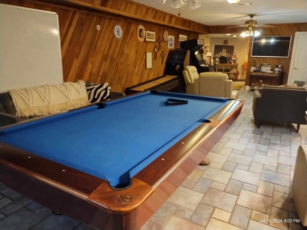 Billiard Table, Game Room, Interior, Wooden Walls