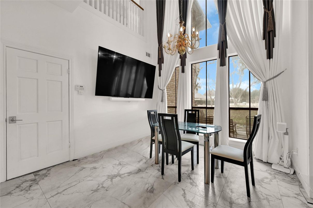Chandelier, Dining room, Interior, Marble