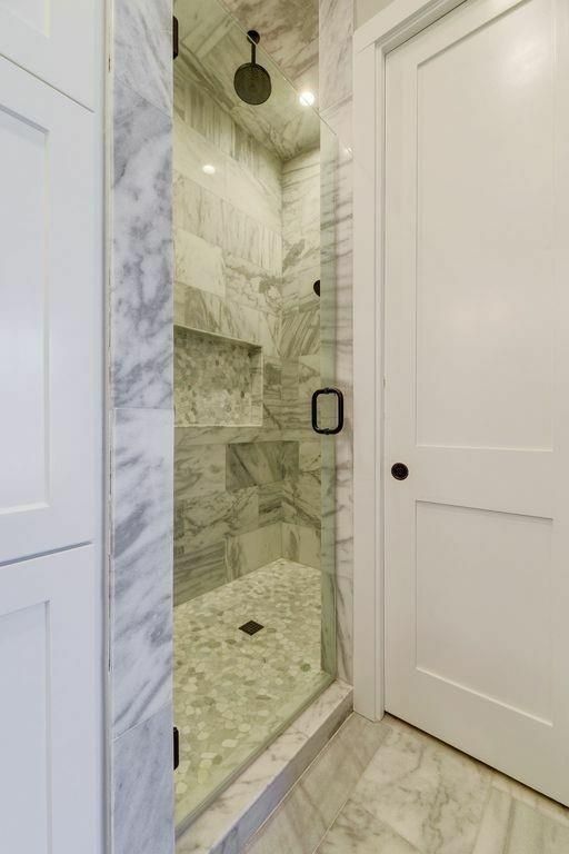 Bathroom, Glass Shower, Interior, Marble, Marble Walls