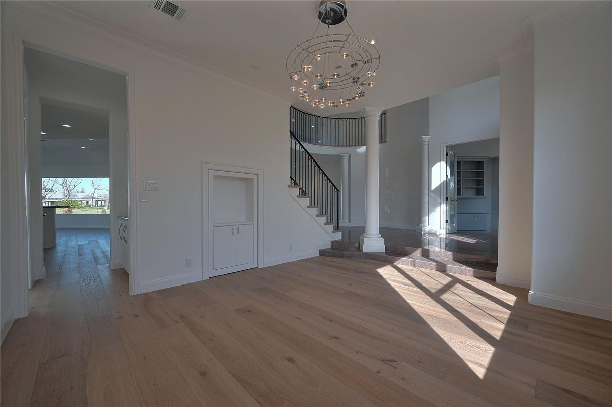 Empty room, Interior, Pendant Lights, Wood Texture Flooring