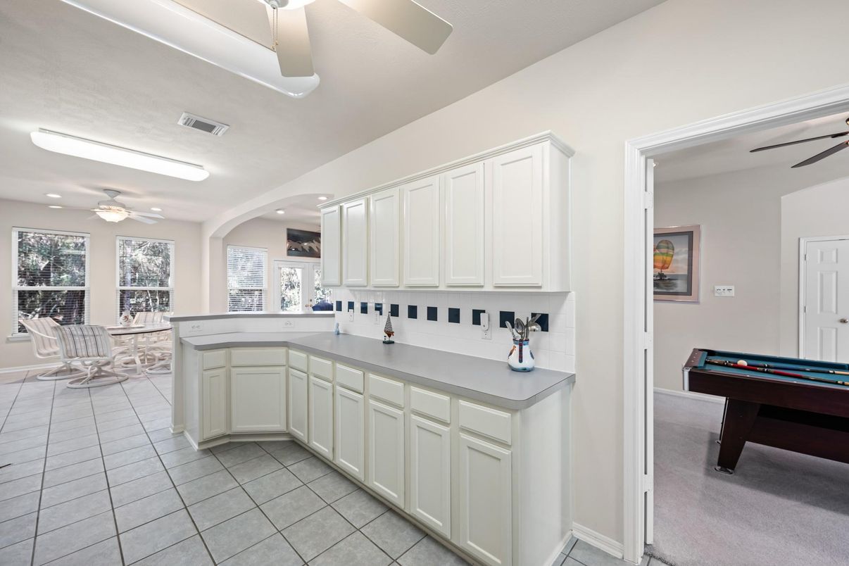 Billiard Table, Game Room, Interior, Kitchen, Recessed Lighting
