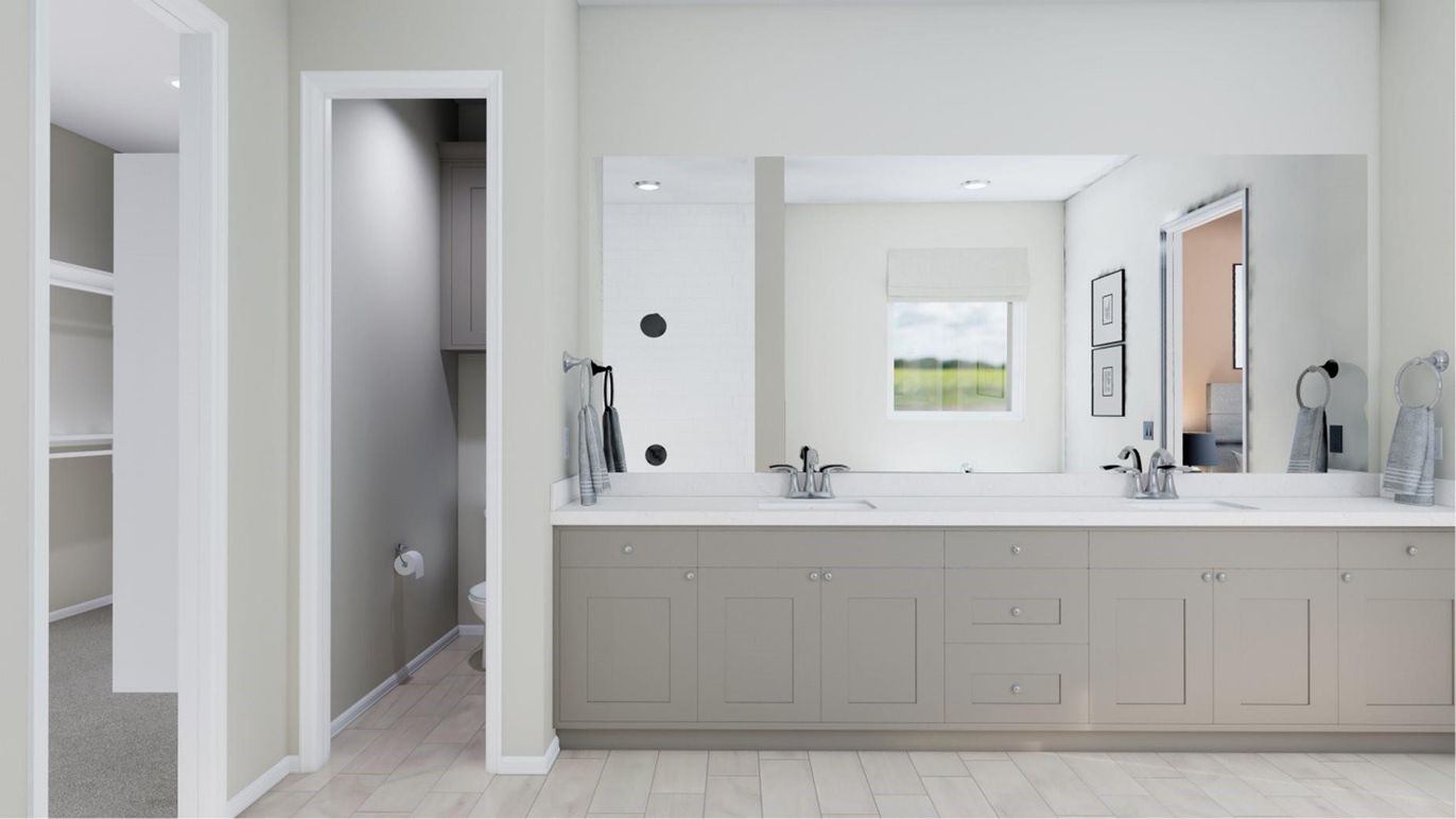Bathroom, Dual Sink Vanities, Interior, Recessed Lighting