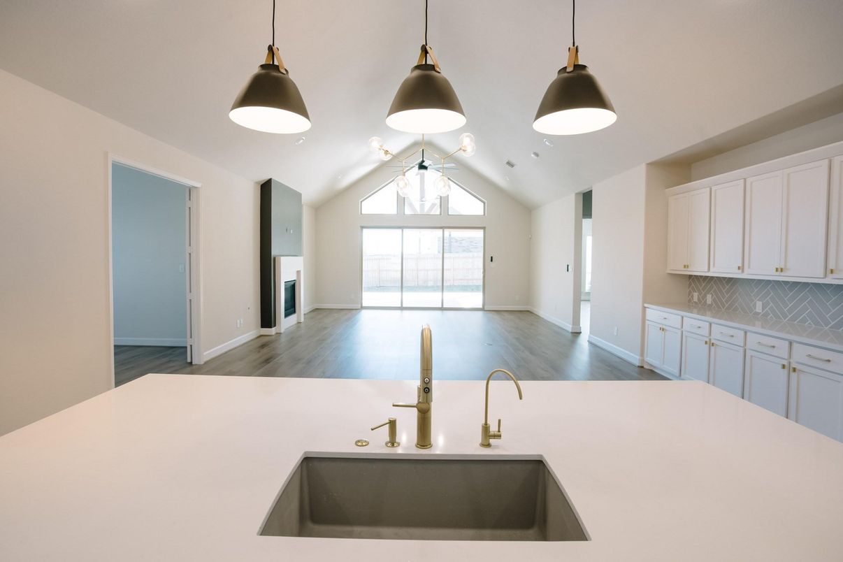Empty room, Interior, Pendant Lights, Wood Texture Flooring