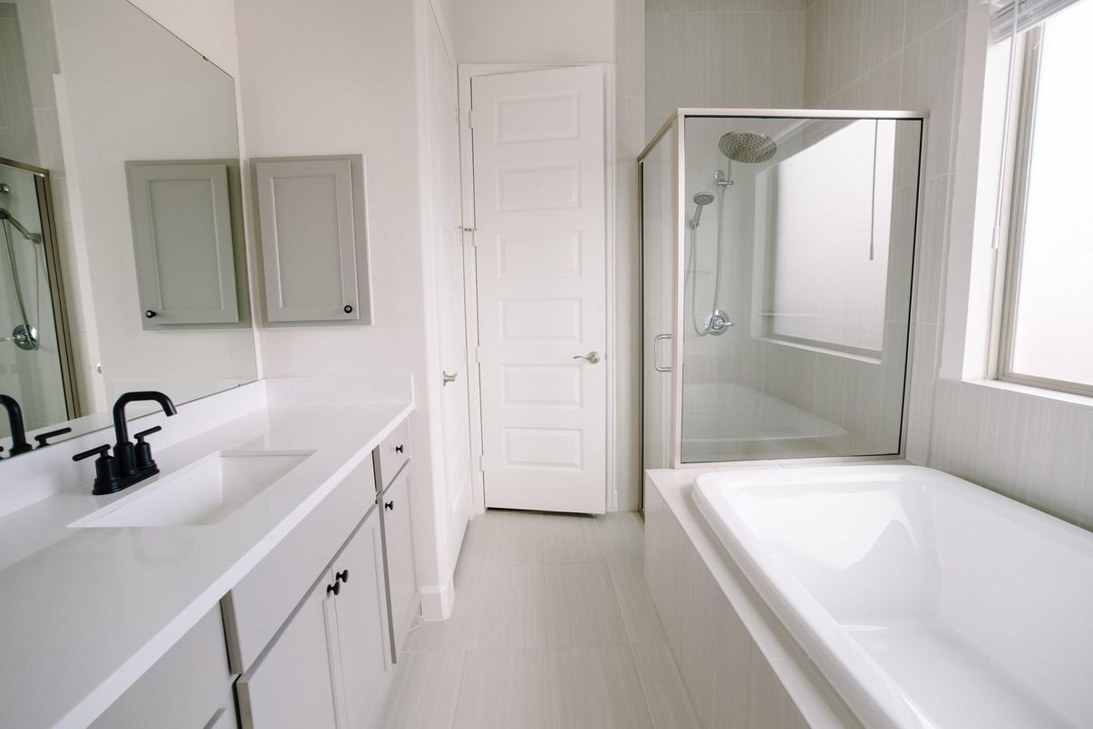 Bathroom, Dual Sink Vanities, Glass Shower, Interior
