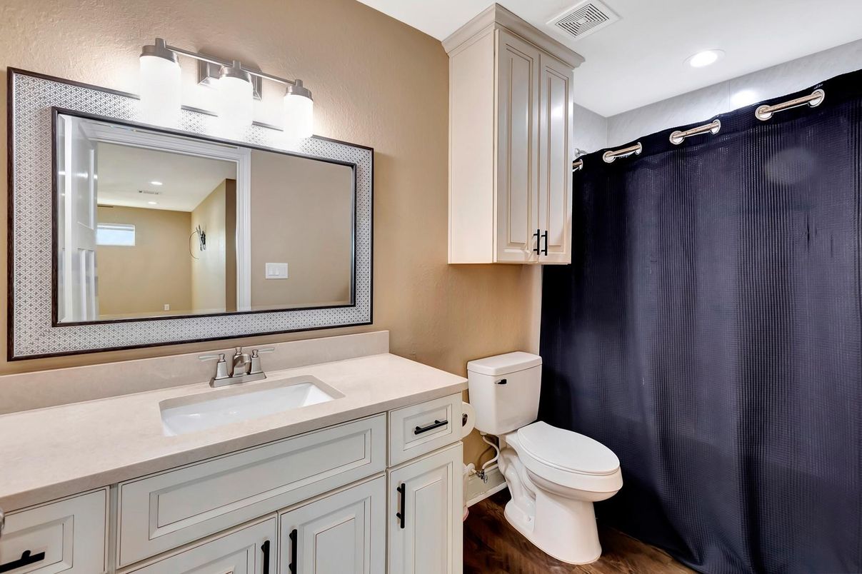 Bathroom, Interior, Recessed Lighting, Wood Texture Flooring