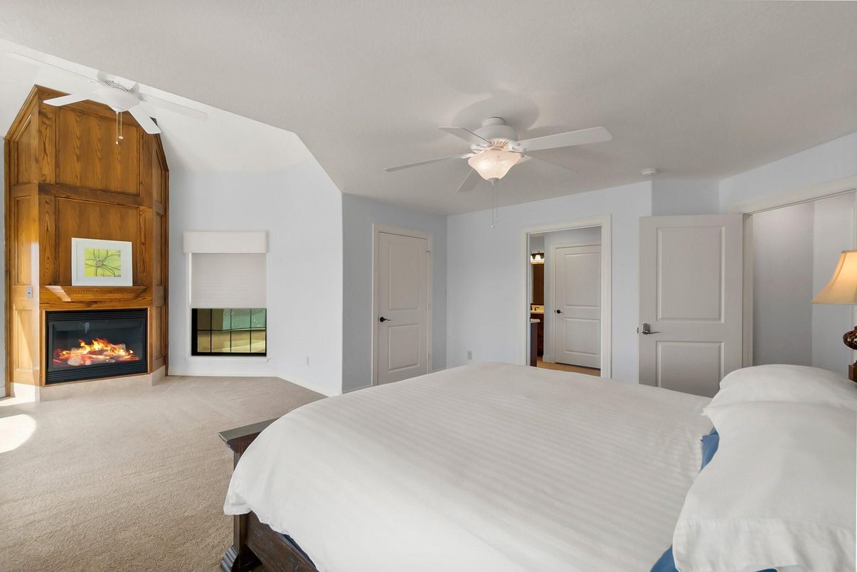 Bedroom, Fireplace, Interior