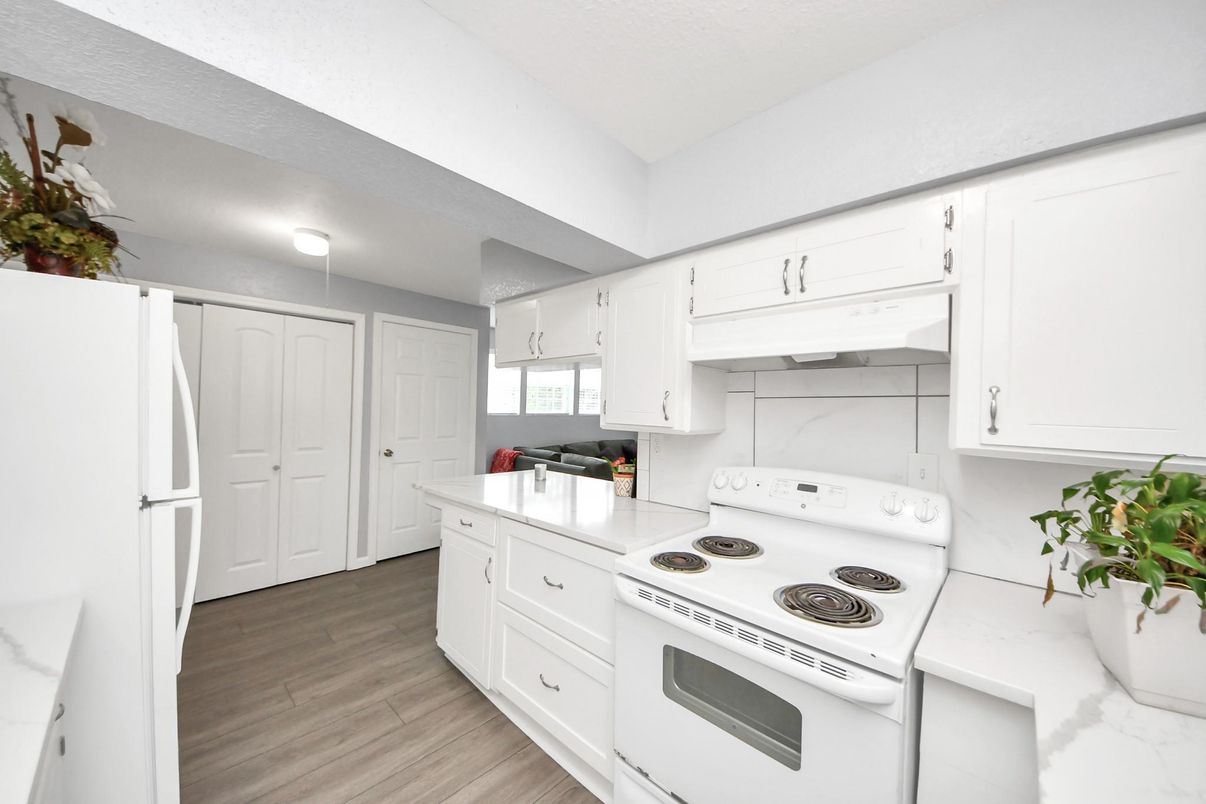 Interior, Kitchen, Marble Walls, Wood Texture Flooring