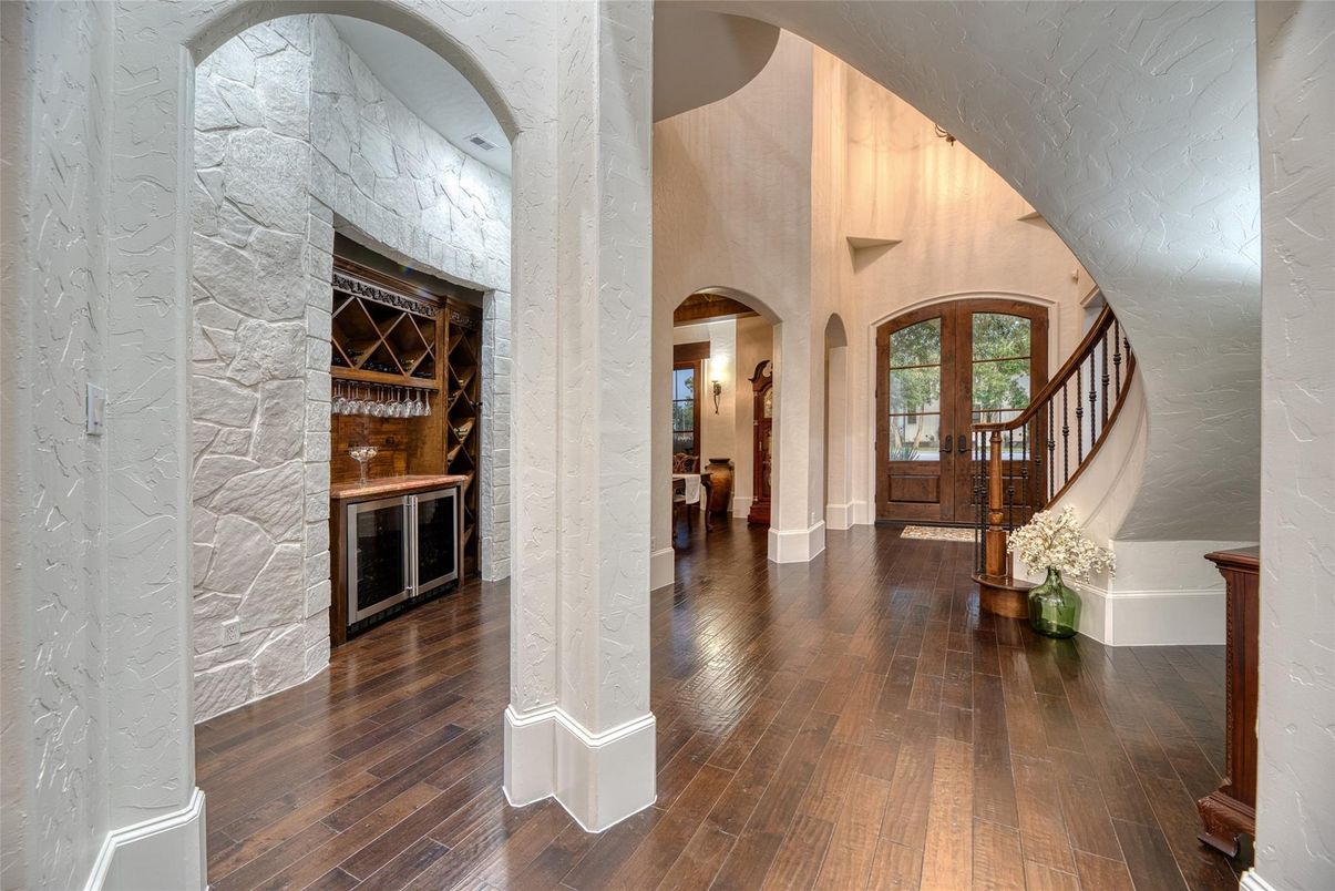 Interior, Stone Walls, Wood Texture Flooring