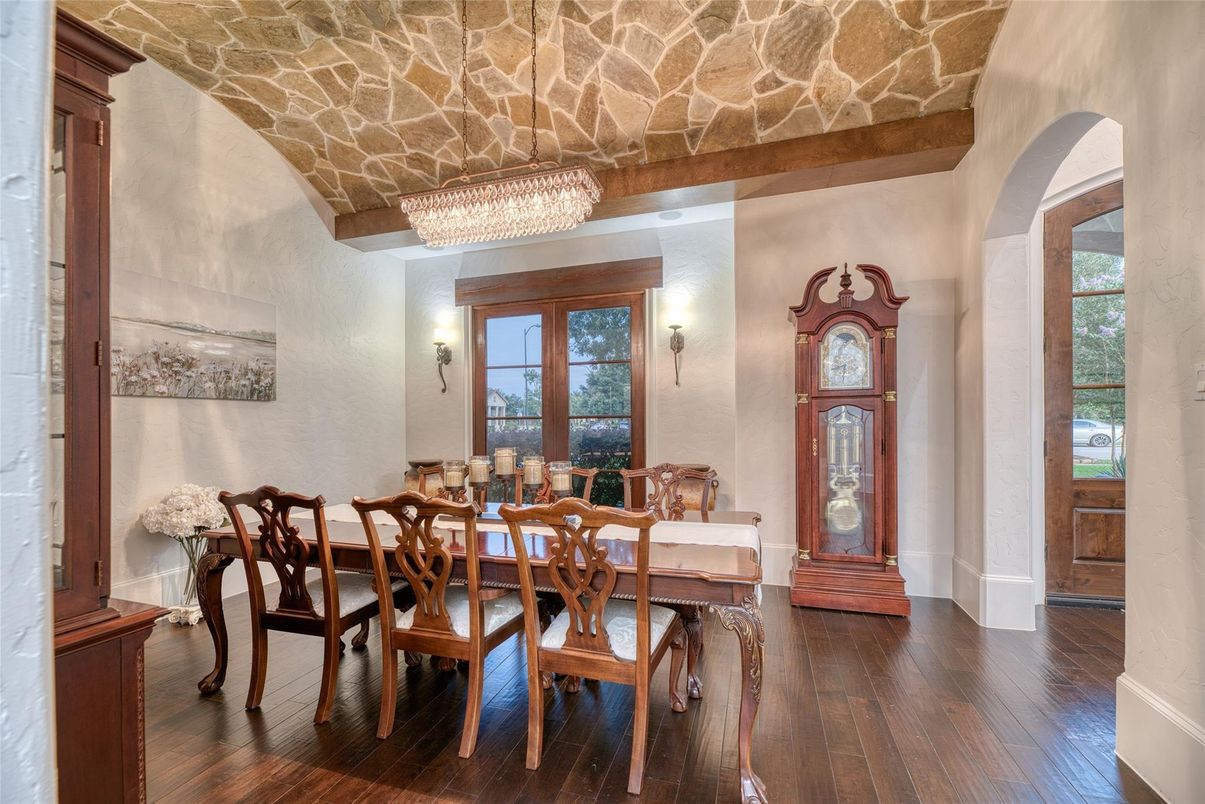 Chandelier, Dining room, Interior, Wood Texture Flooring