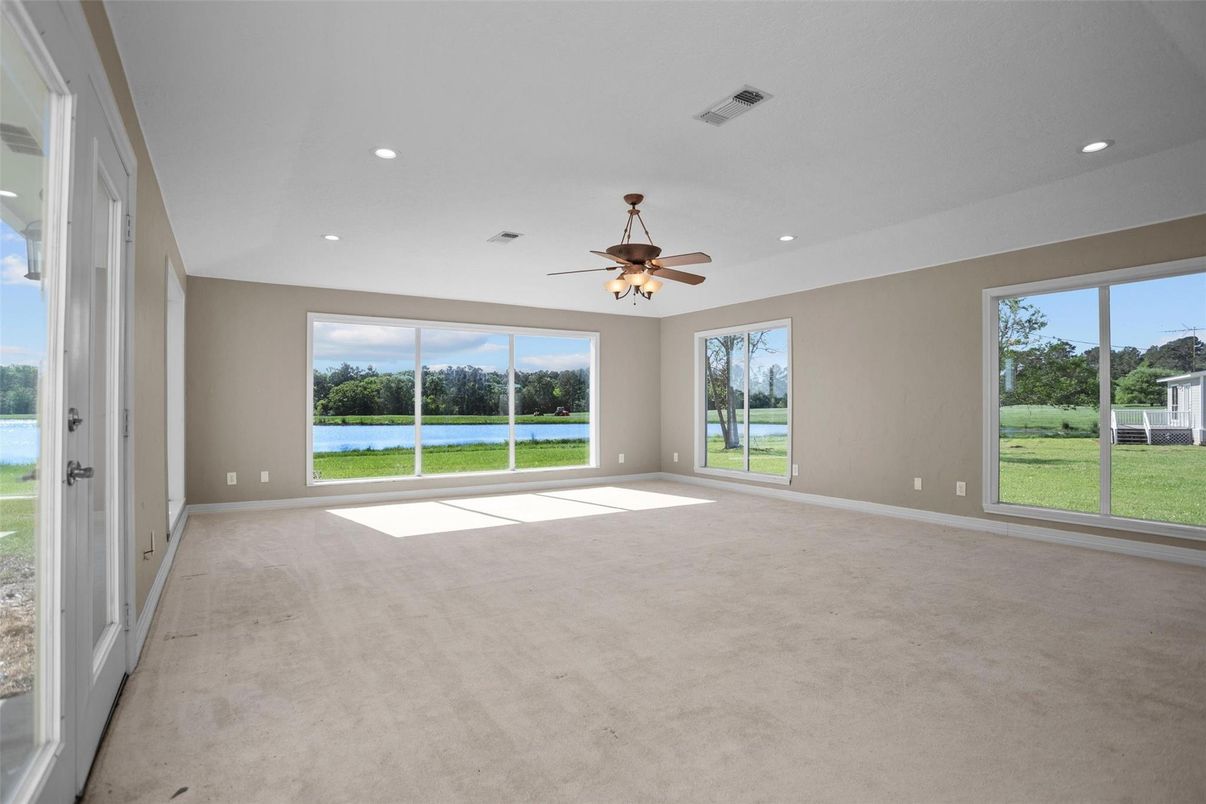 Empty room, Interior, Recessed Lighting, Water