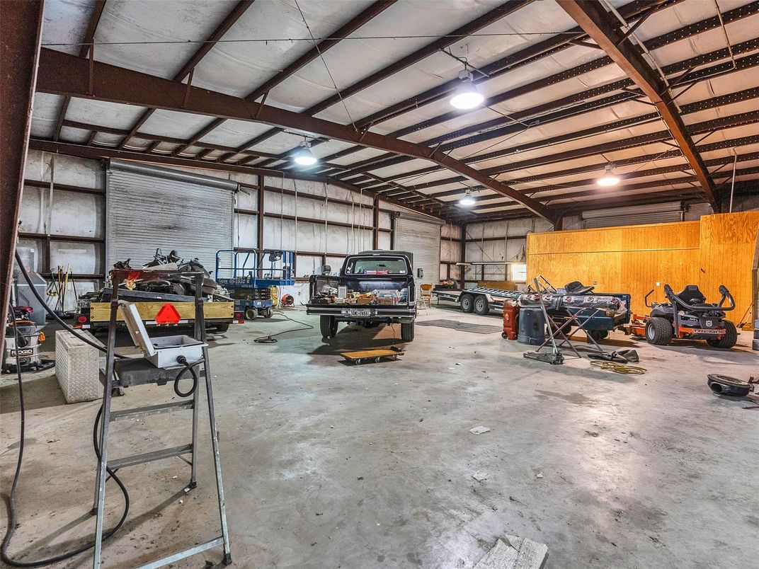 Garage, Interior, Recessed Lighting, Wooden Beams