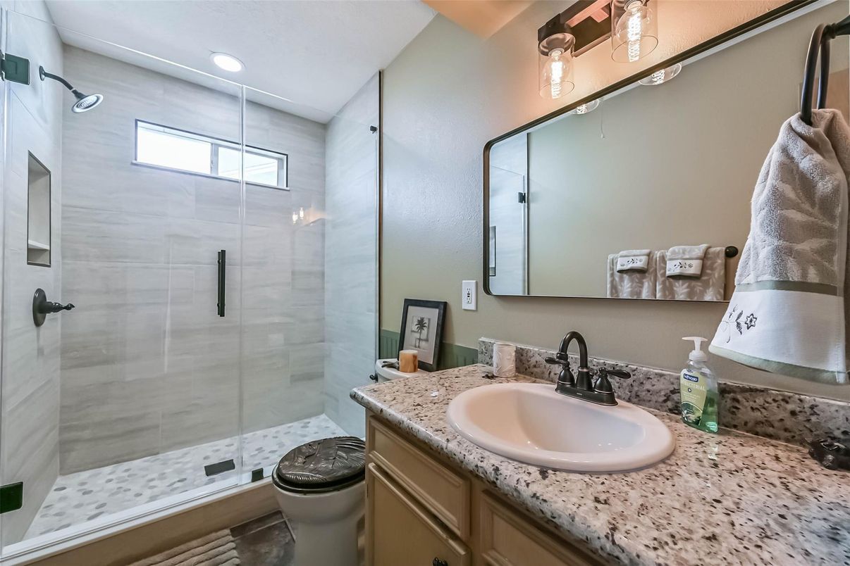 Bathroom, Glass Shower, Interior, Recessed Lighting