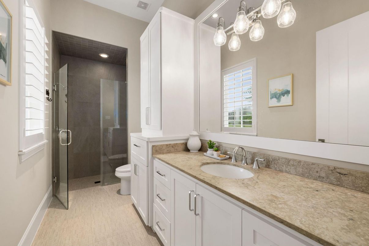 Bathroom, Glass Shower, Interior, Recessed Lighting