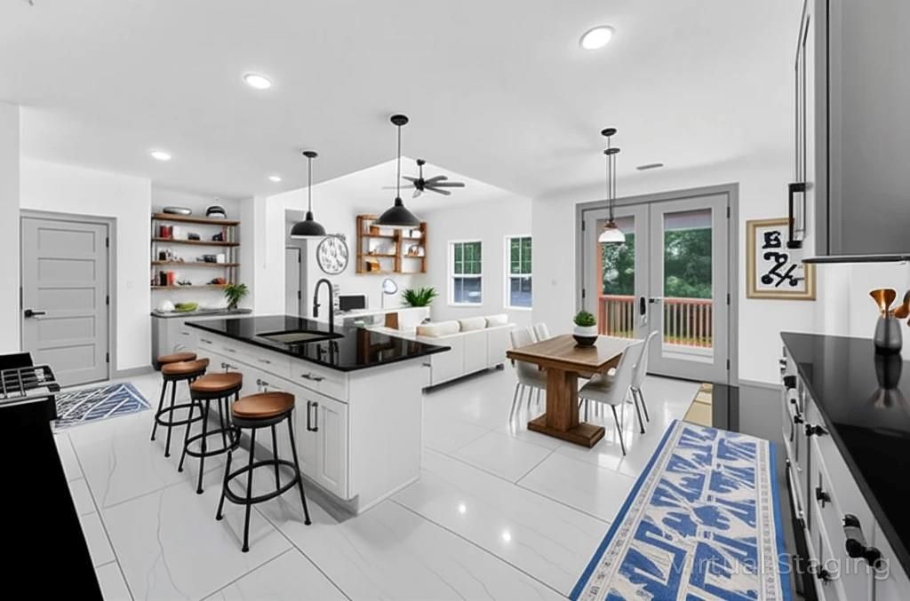 Dining room, Interior, Kitchen, Living room, Pendant Lights, Recessed Lighting