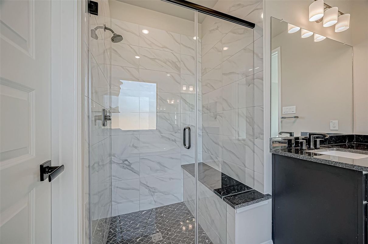 Bathroom, Glass Shower, Interior, Marble Walls