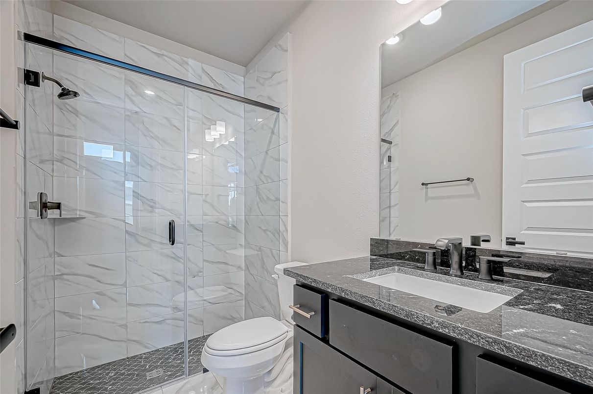 Bathroom, Glass Shower, Interior, Marble Walls