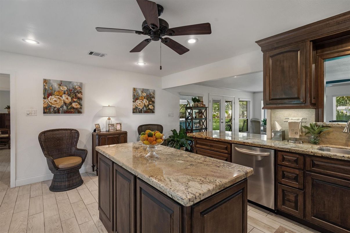 Interior, Kitchen, Recessed Lighting, Wood Texture Flooring