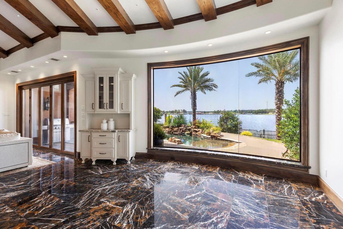 Interior, Marble, Recessed Lighting, Water, Wooden Beams