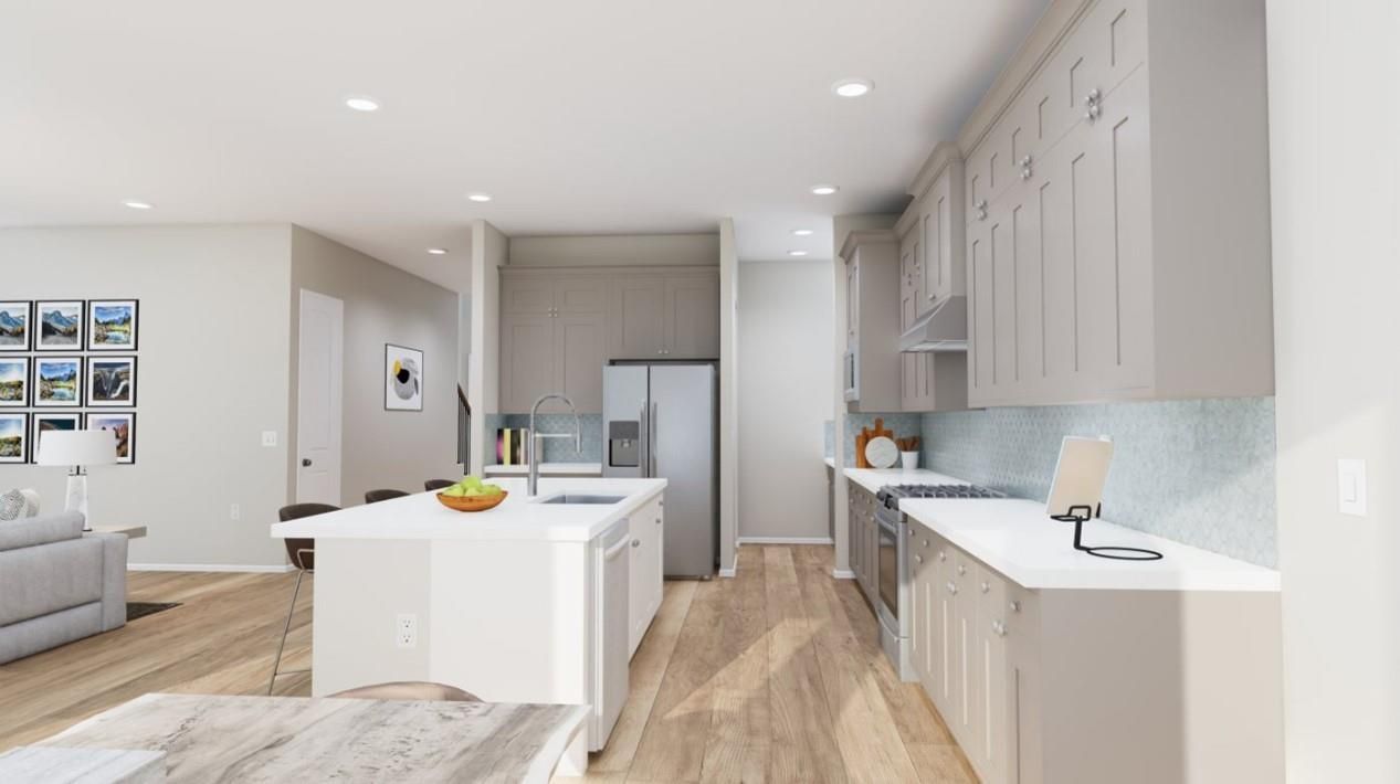 Interior, Kitchen, Recessed Lighting, Wood Texture Flooring