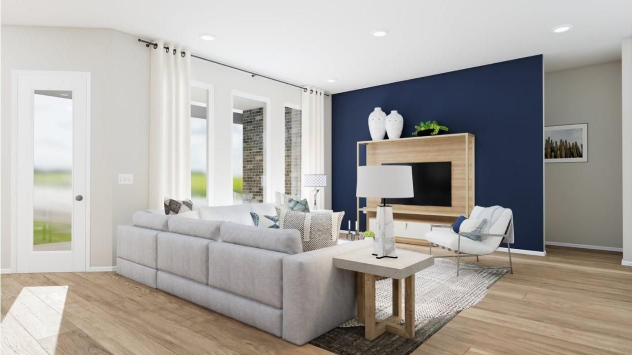 Interior, Living room, Recessed Lighting, Wood Texture Flooring