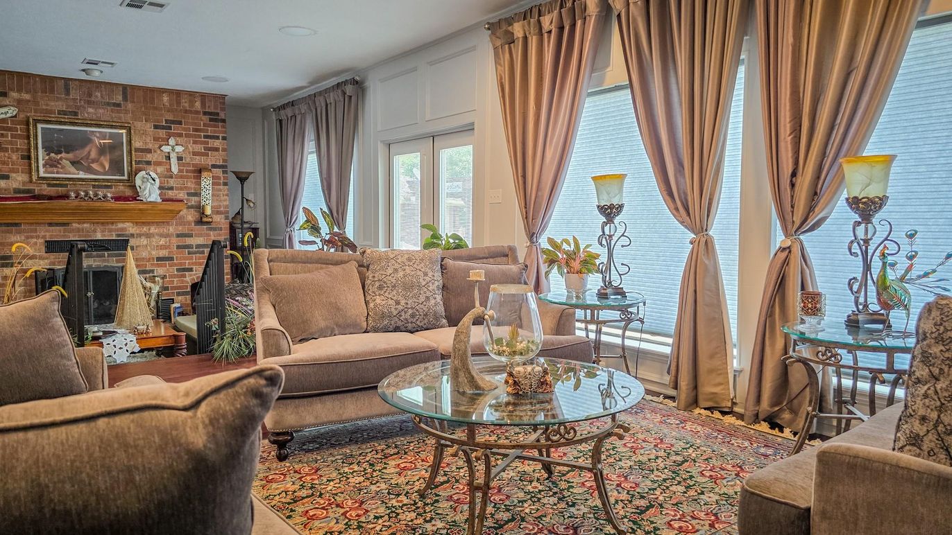 Fireplace, Interior, Living room, Recessed Lighting, Stone Walls