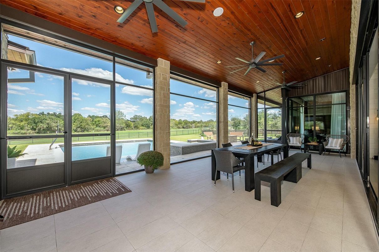 Dining room, Interior, Recessed Lighting, Sun Room, Wooden Ceilings