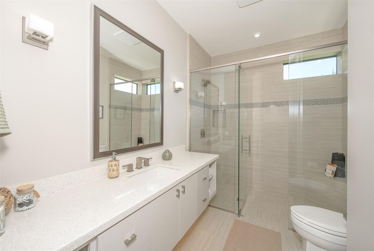 Bathroom, Glass Shower, Interior, Recessed Lighting